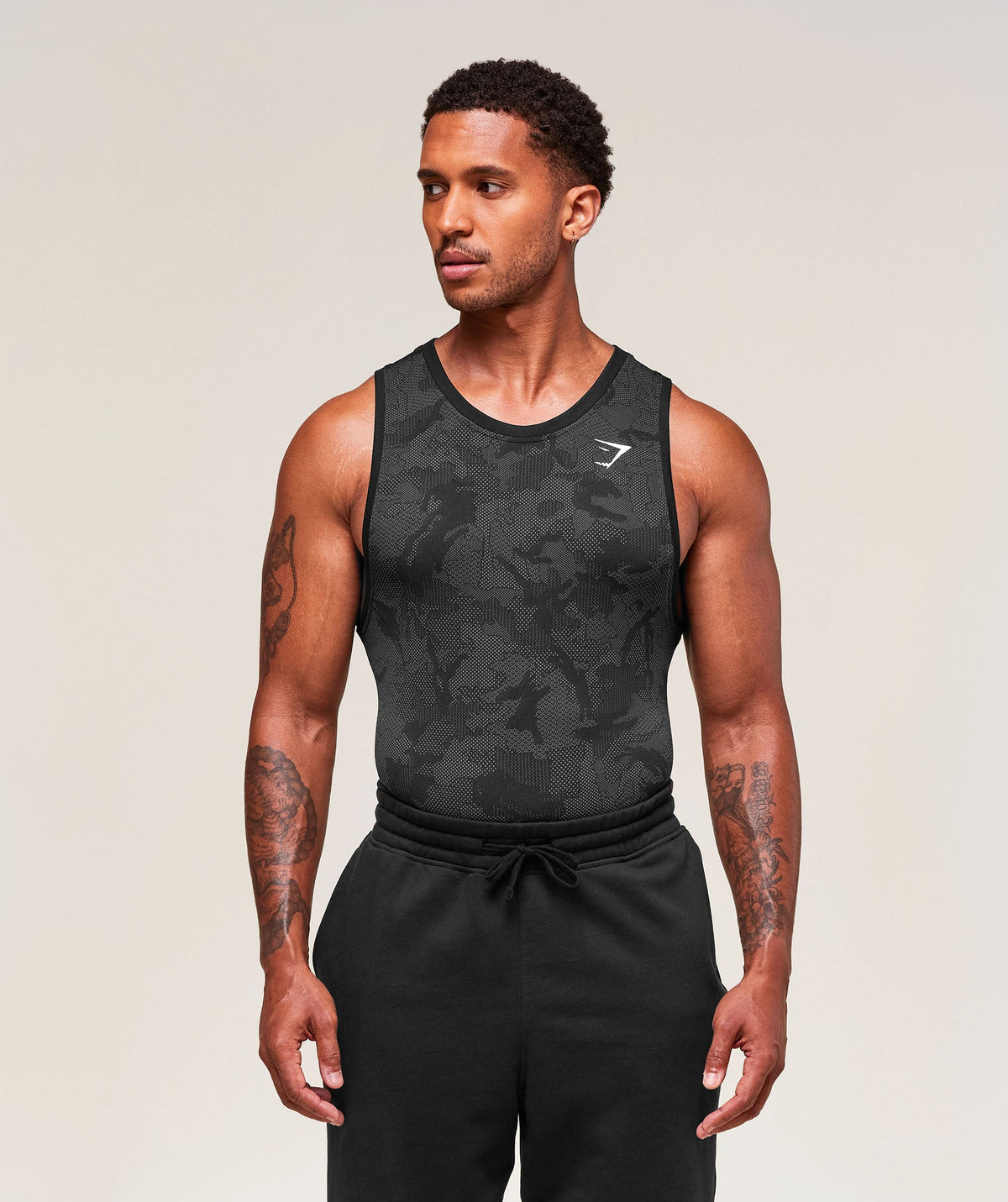 Geo Seamless Tank - Black/Charcoal Grey ;)