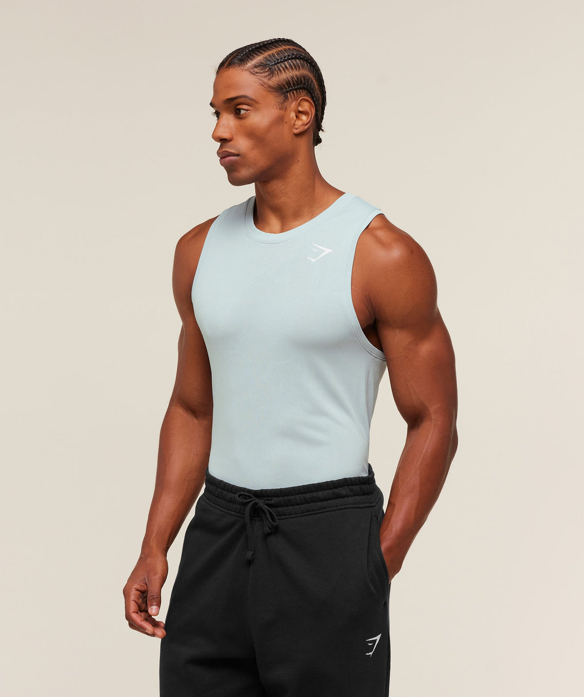 Geo Seamless Tank - Smoke Blue/Soft White ;)
