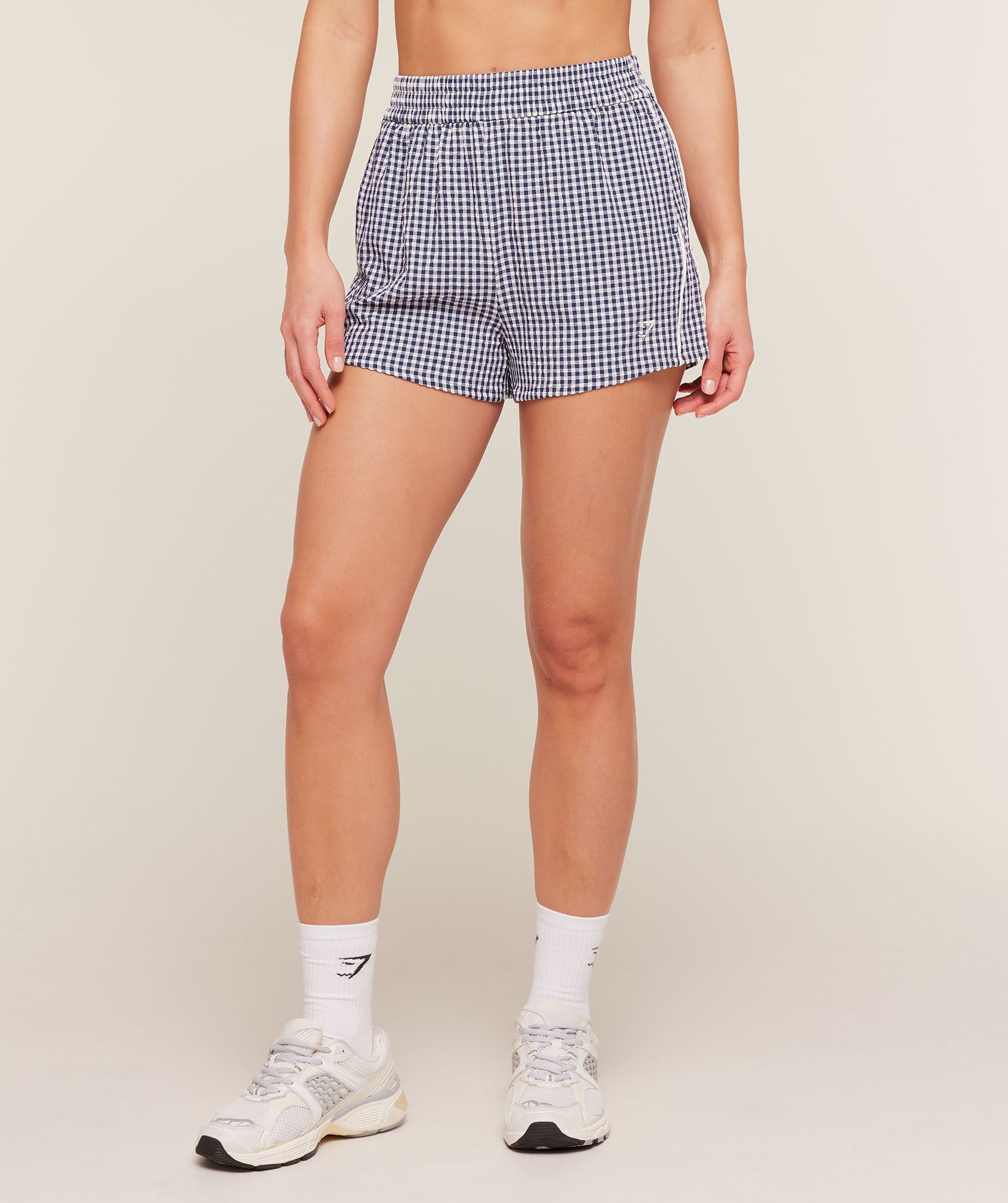 Gingham Shorts - Indigo Purple/Soft White