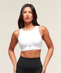 Mesh Back Sports Bra - White