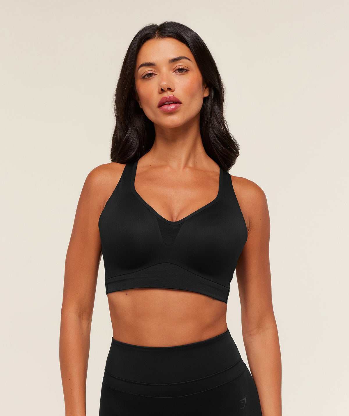 High Support V-Neck Sports Bra - Black