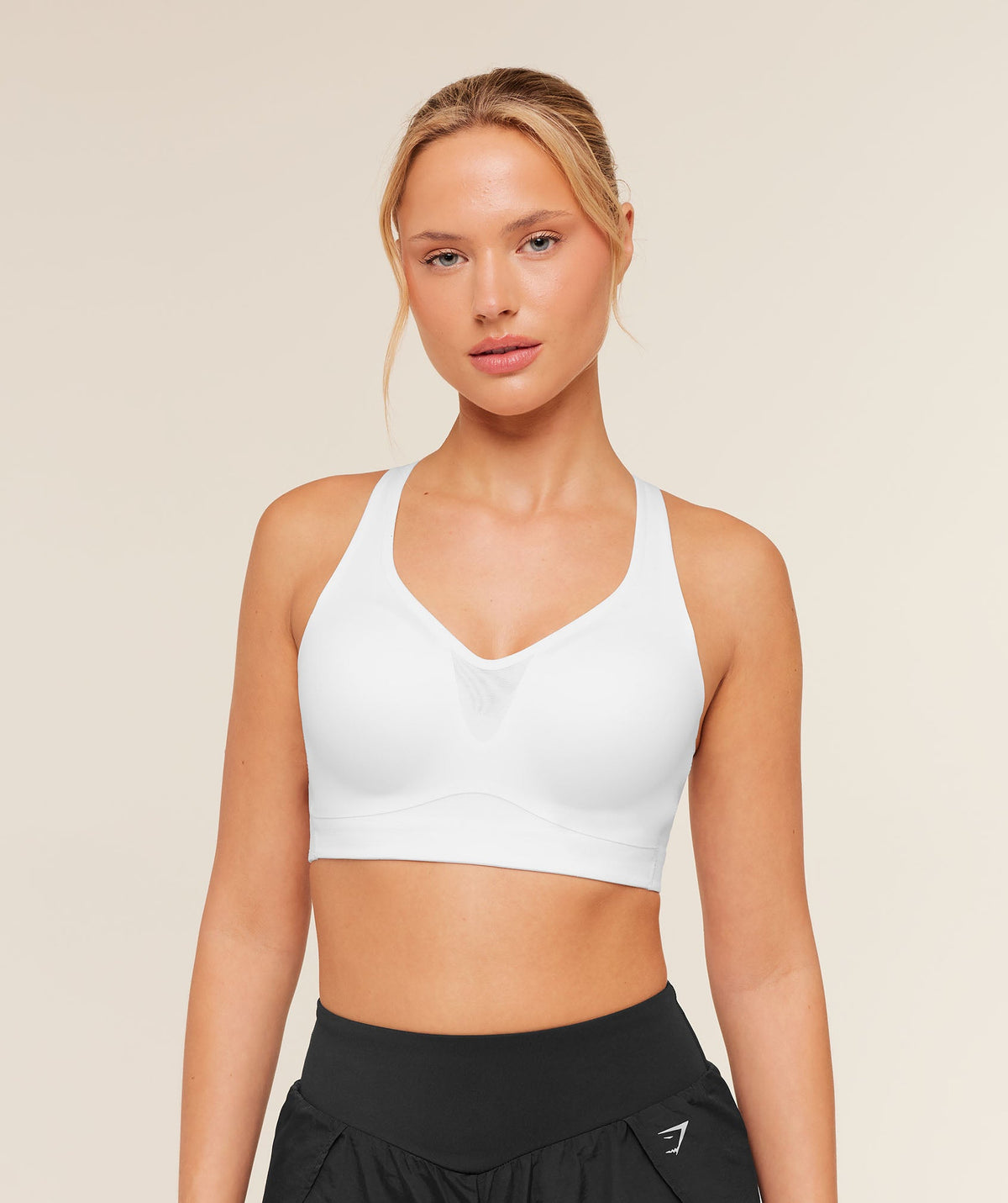 High Support V-Neck Sports Bra - GS White