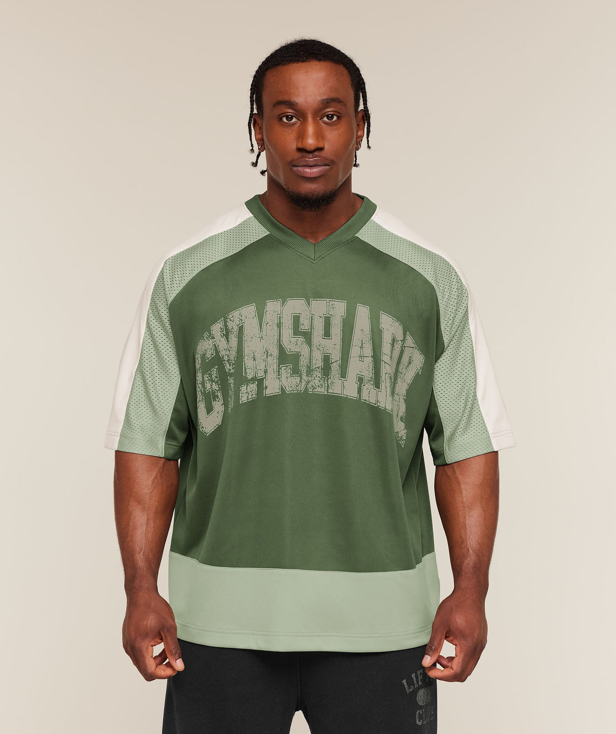 Collective Mesh Wordmark Jersey - Core Olive/Haze Green/Soft White ;)