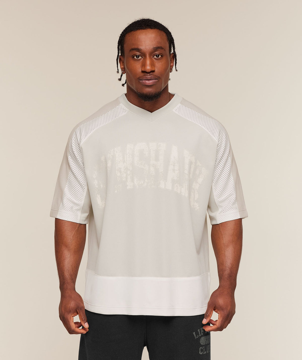 Collective Mesh Wordmark Jersey - Tinted White/Soft White/Pebble Grey ;)