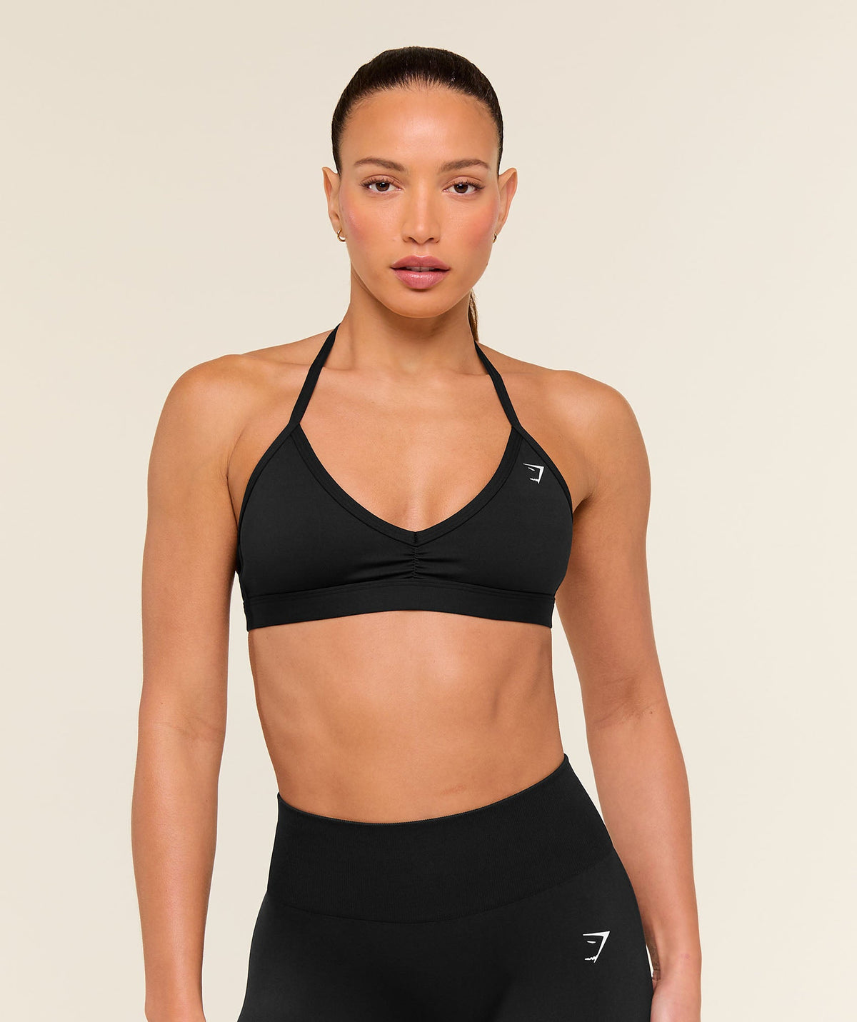Minimal Halterneck Sports Bra - Black