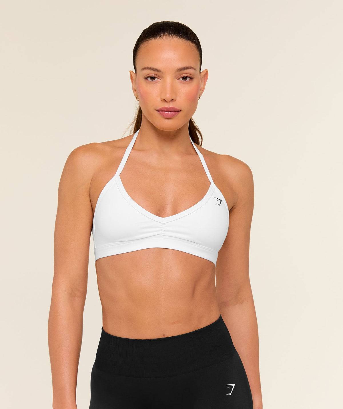 Minimal Halterneck Sports Bra - White