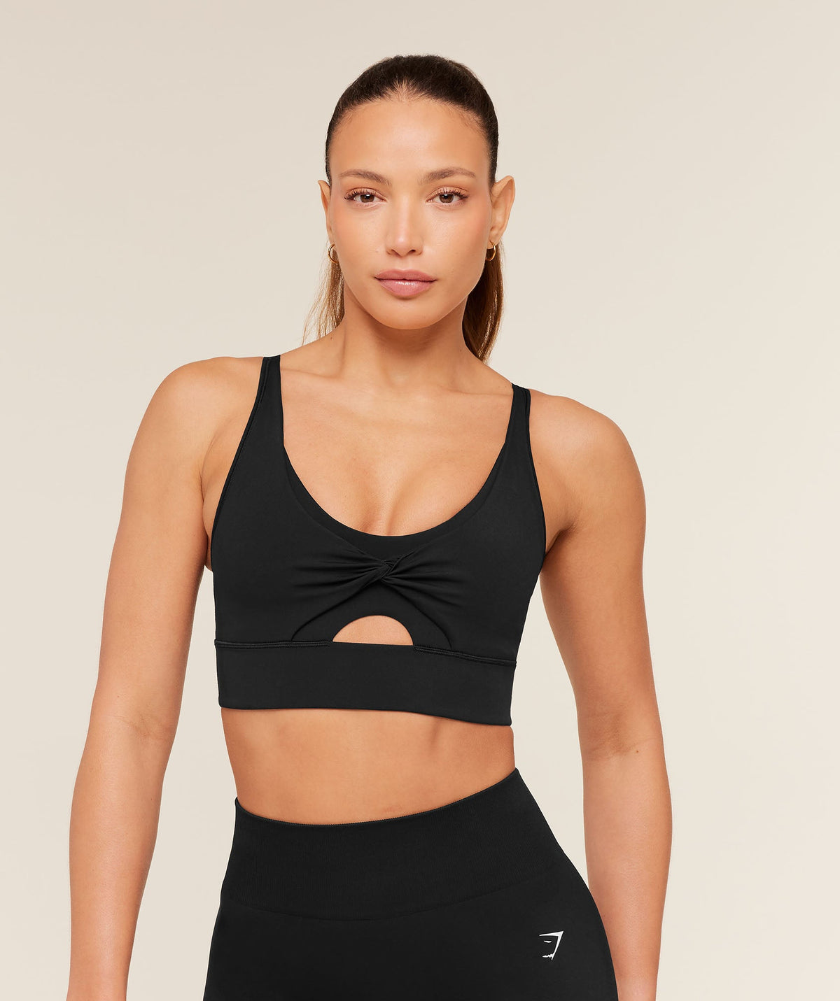 Twist Front Sports Bra - Black
