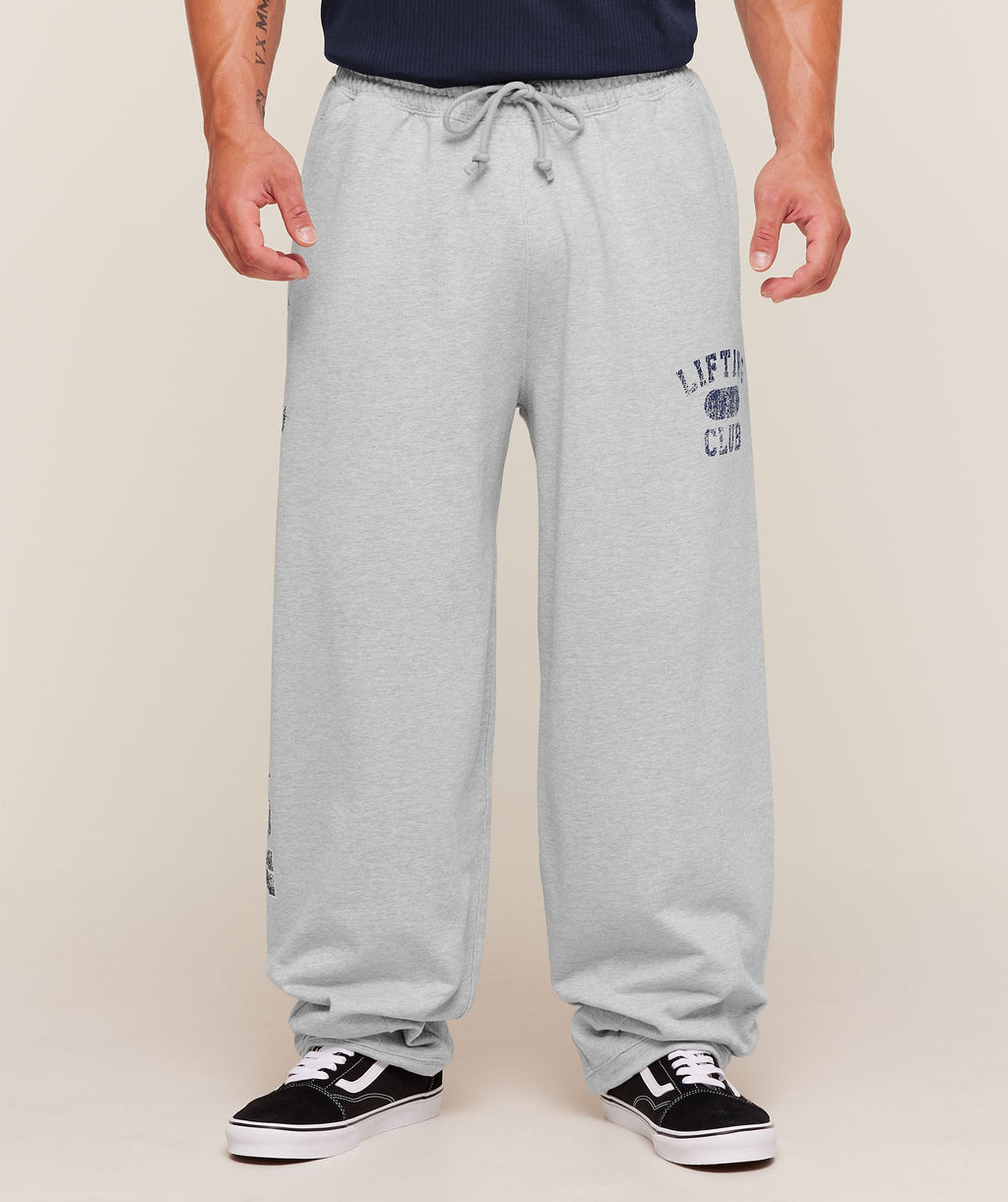 RETRO COLLEGIATE GRAPHIC WIDE LEG PANTS