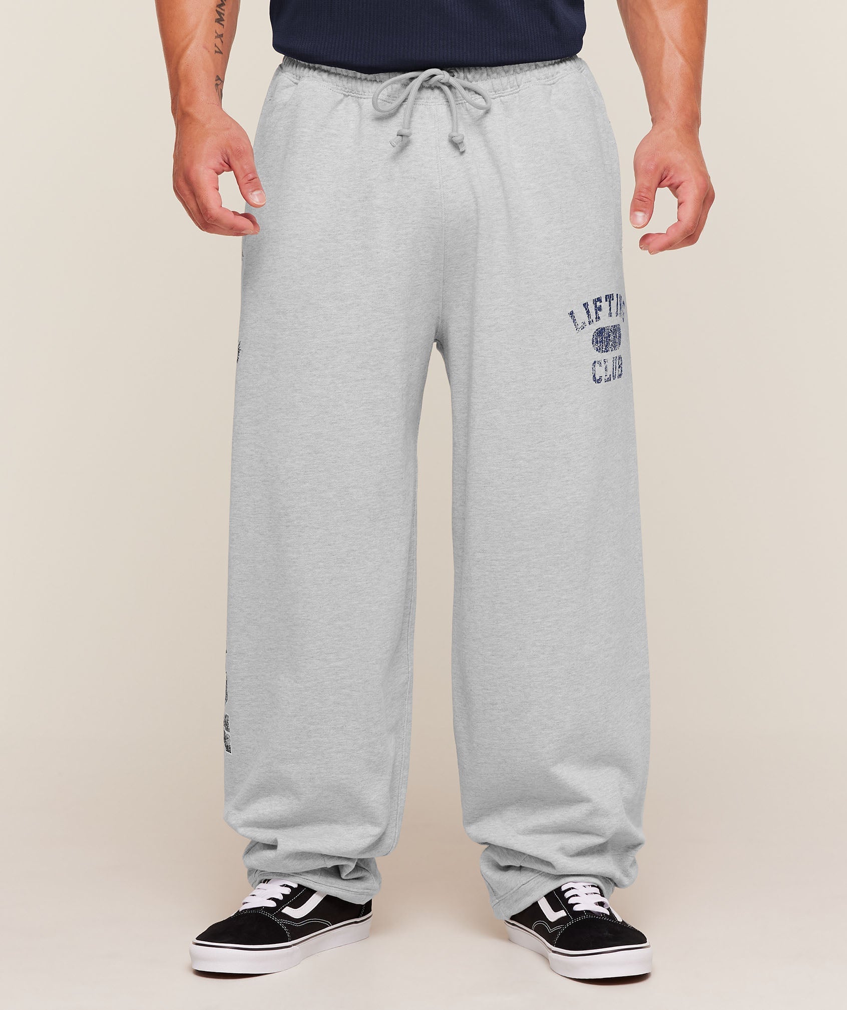 RETRO COLLEGIATE GRAPHIC WIDE LEG PANTS