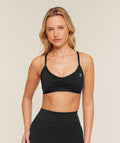 Ruched Strappy Sports Bra - Black