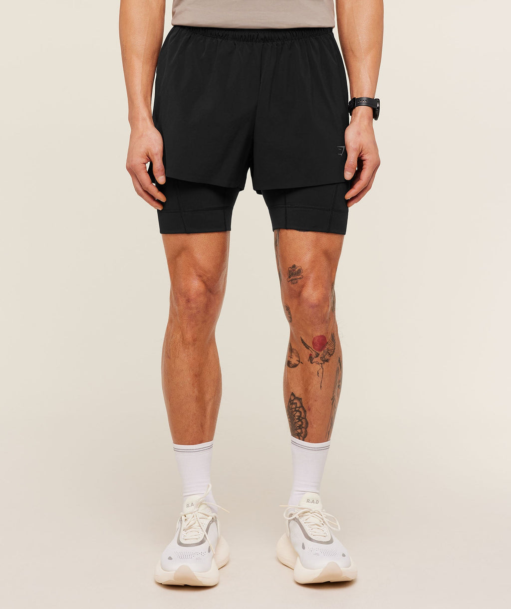Running Elite 2 in 1 5" Shorts - Black