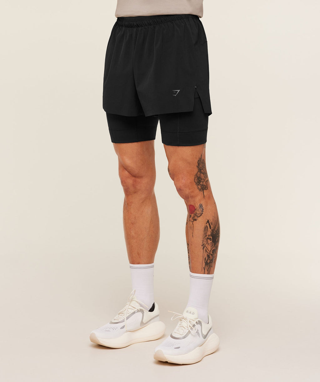 Running Elite 2 in 1 5" Shorts - Black