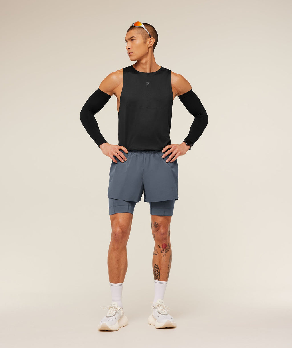 Running Elite 2 in 1 5" Shorts - Titanium Blue