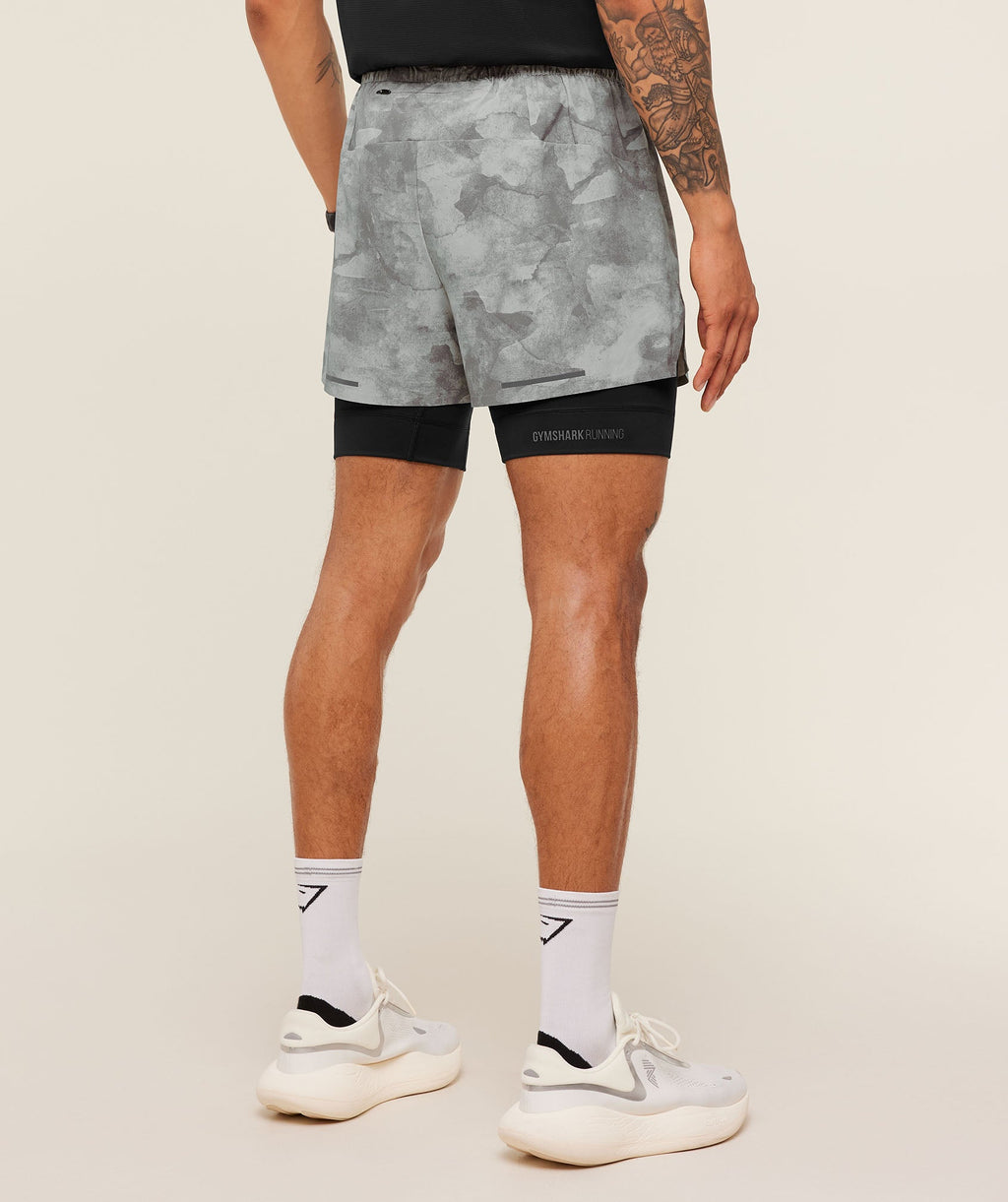 Running Elite 2 in 1 5" Shorts - Smokey Grey/Black