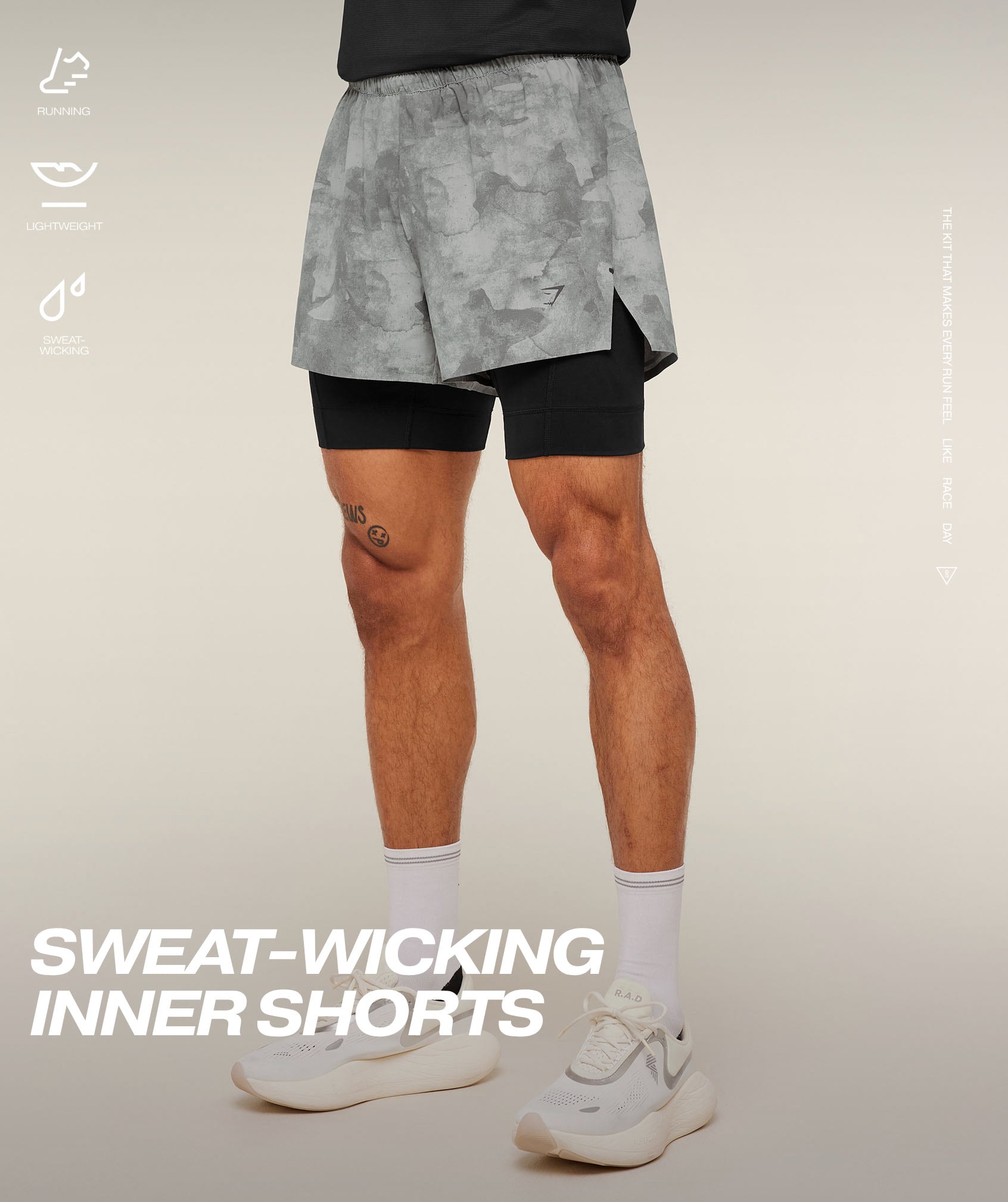 Running Elite 2 in 1 5" Shorts - Smokey Grey/Black