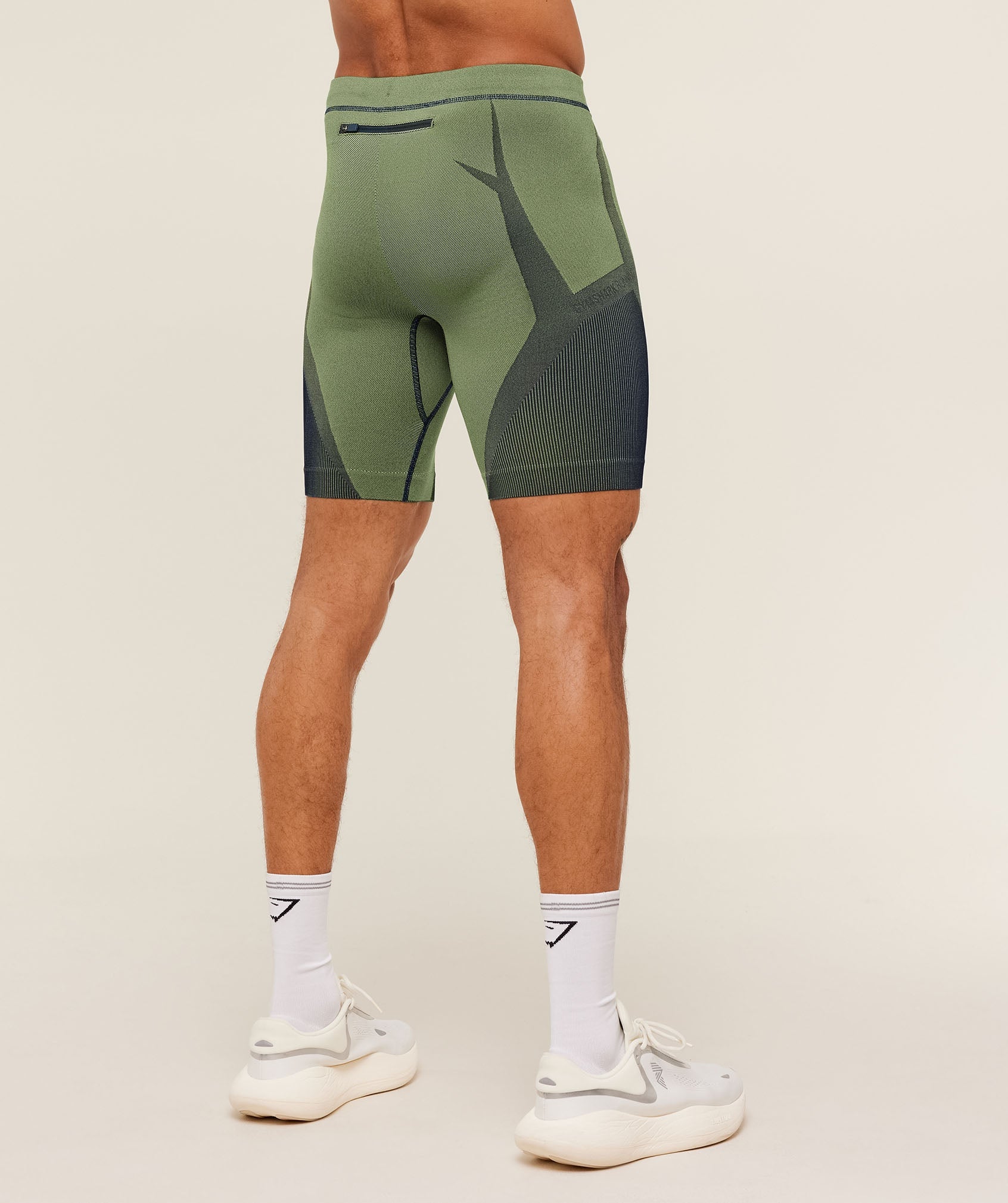 Seamless Running Half Tight - Stealth Blue / Sorbet Yellow