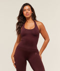 Soft Sculpt Halterneck Tank With Shelf - Rich Maroon ;)