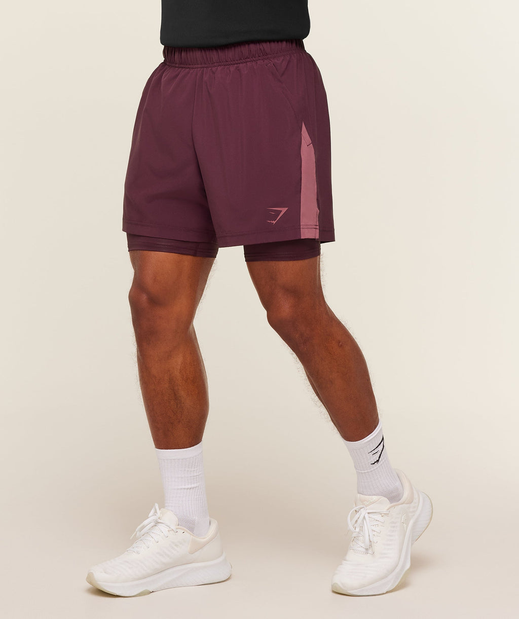 Sport 5" 2 in 1 Shorts - Impact Burgundy/Reset Pink