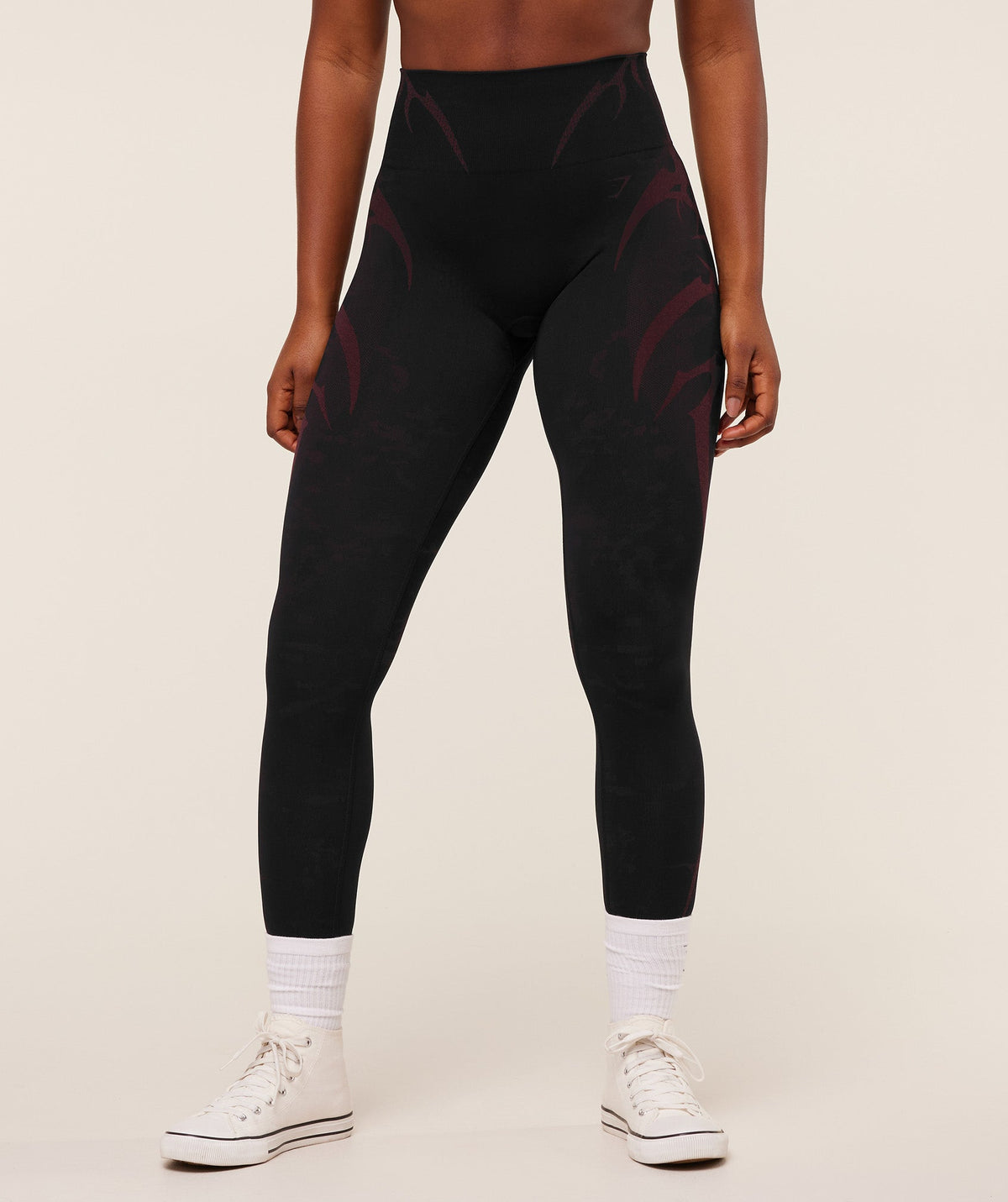 Storm Seamless Leggings - Black/Rich Maroon