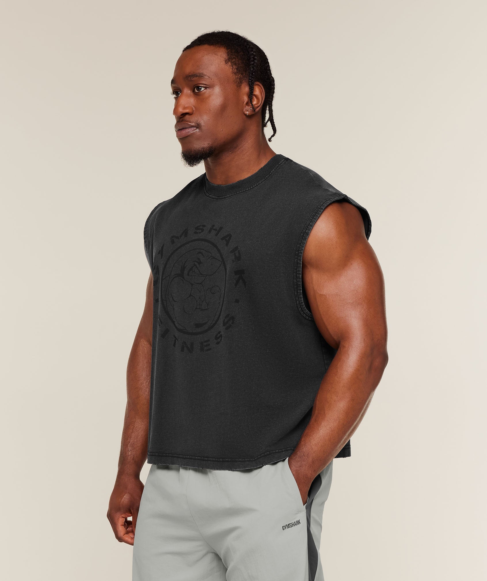 Gymshark Vintage Legacy Tank Negro - detalle