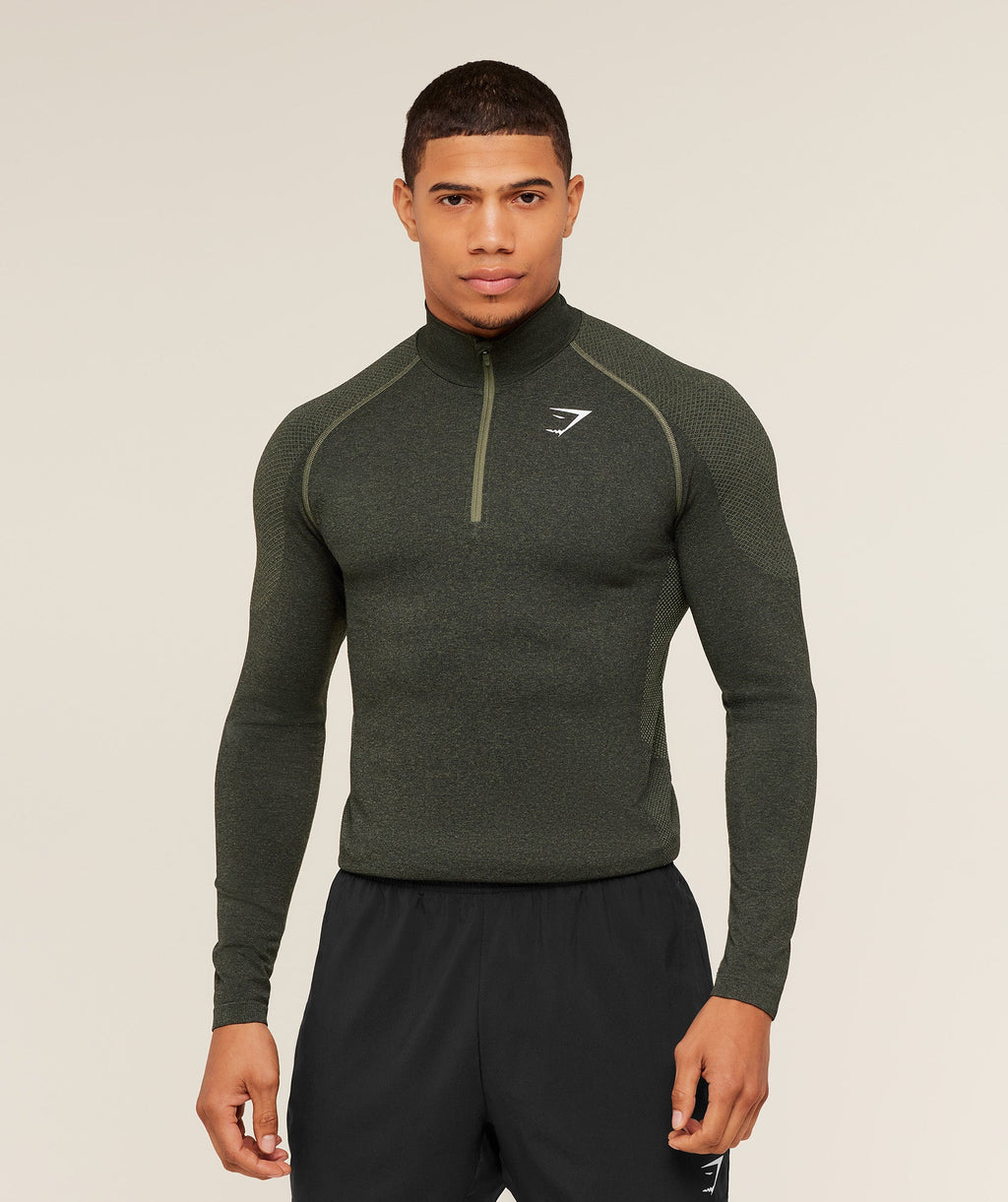 Gymshark Vital 1/4 Zip Verde Olivo - frente