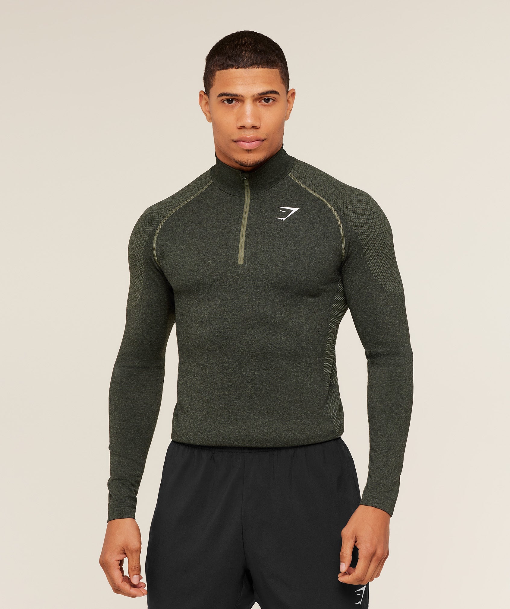 Gymshark Vital 1/4 Zip Verde Olivo - frente