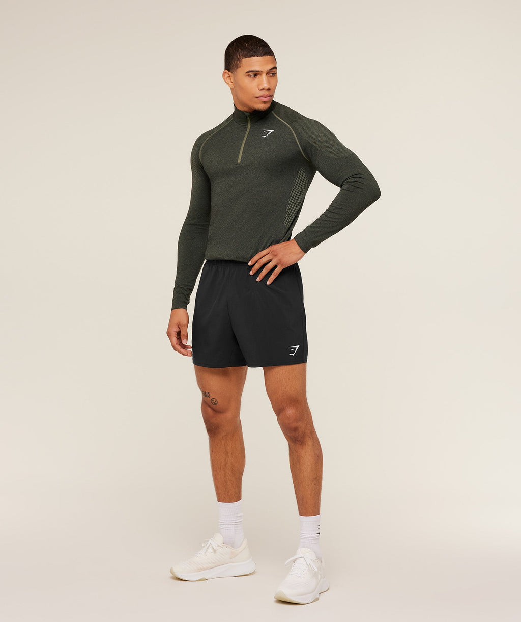 Gymshark Vital 1/4 Zip Verde Olivo - espalda