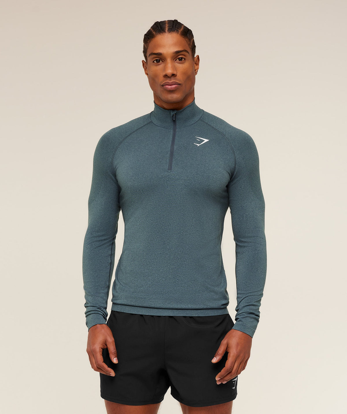 Vital Seamless 1/4 Zip - Iron Blue/Stealth Blue