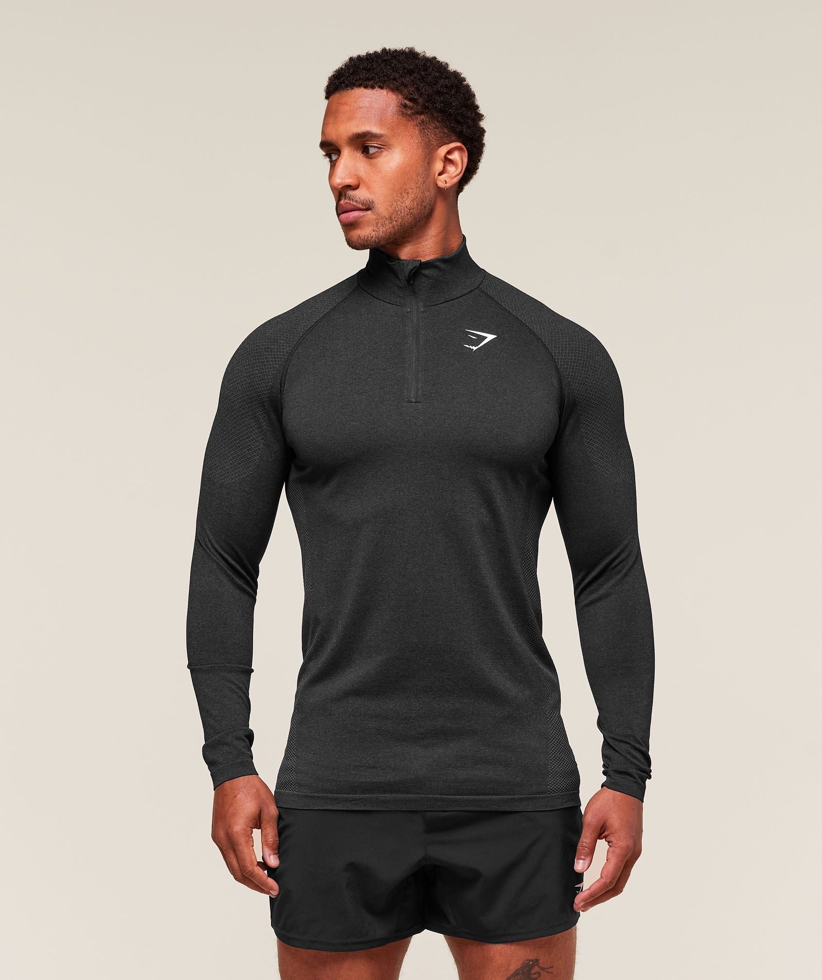 Vital Seamless 1/4 Zip Black/Silhouette Grey