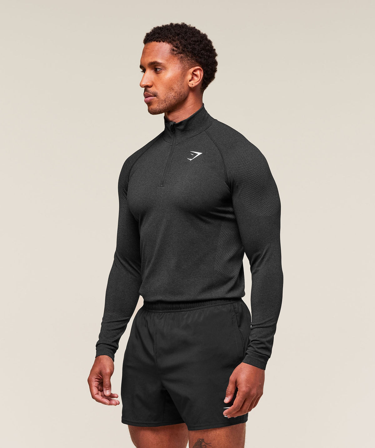 Vital Seamless 1/4 Zip Black/Silhouette Grey