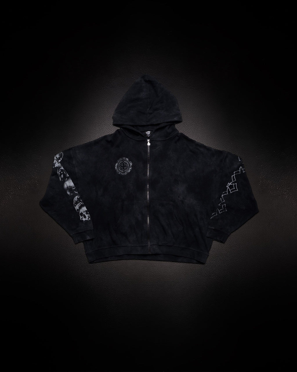 Outlaw Zip Up Hoodie Black with Grey
