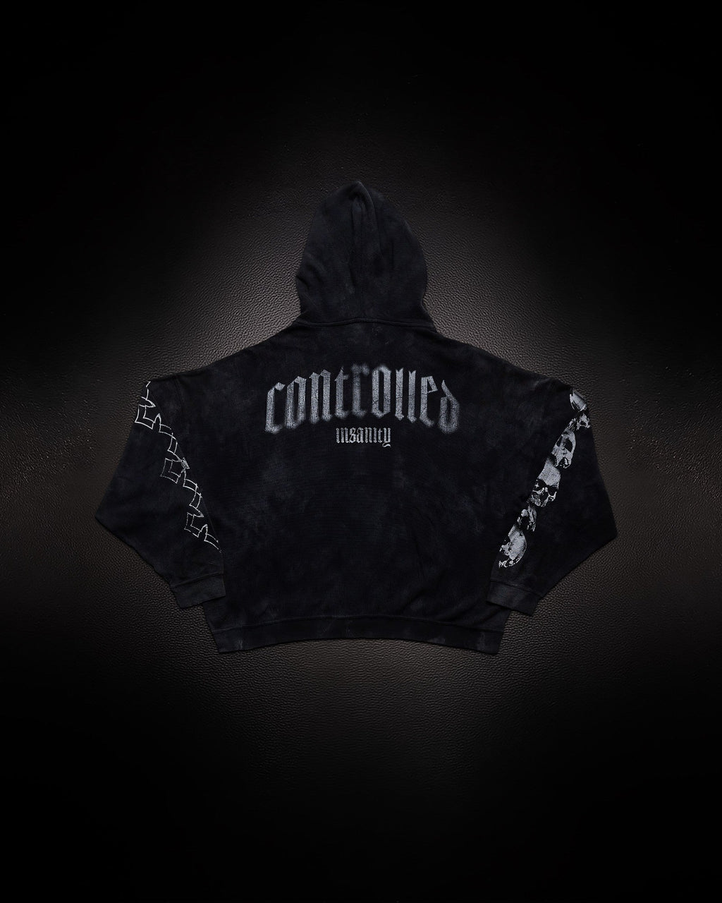 Outlaw Zip Up Hoodie Black with Grey espalda